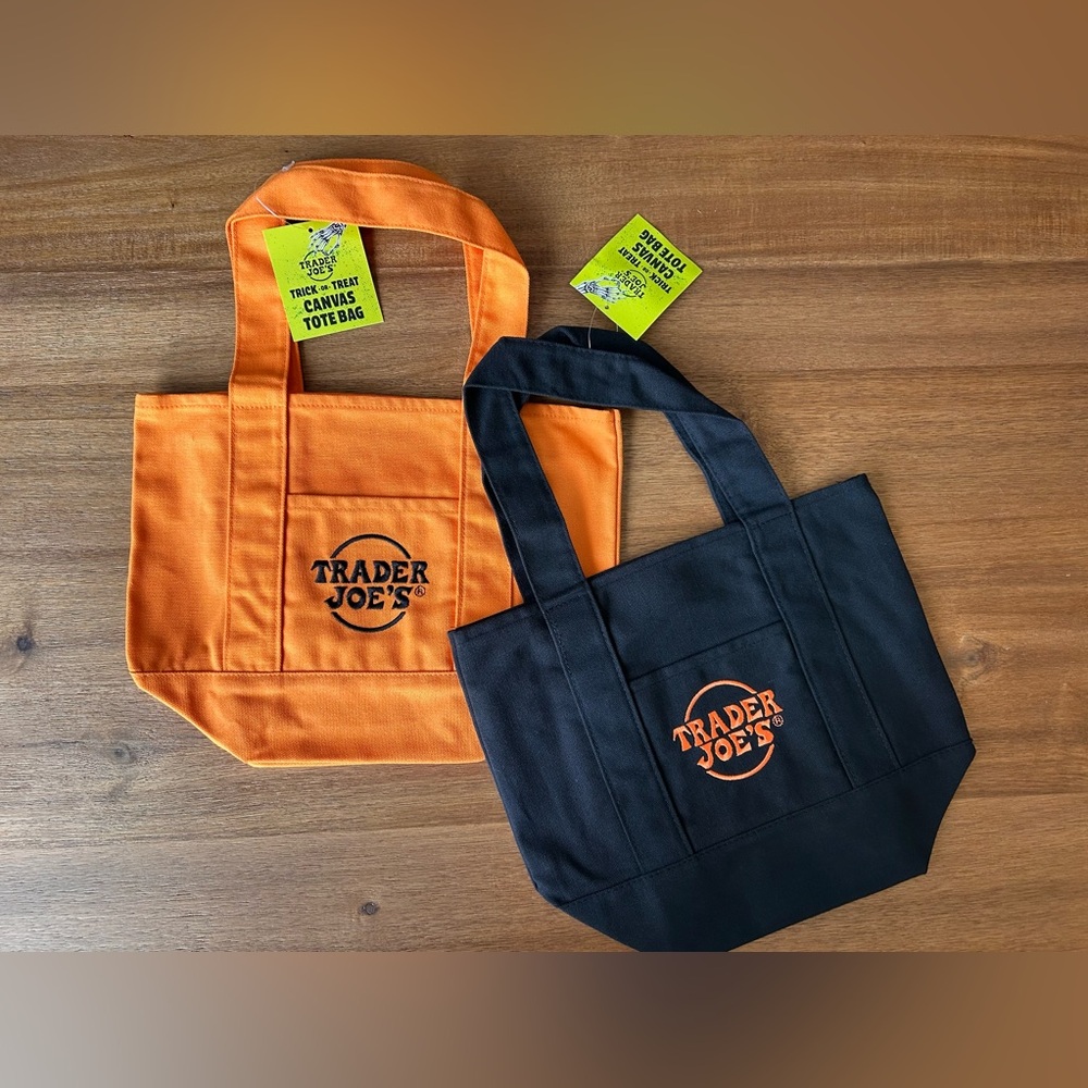 NWT Trader Joe’s Halloween Mini Tote Bags Set of Two [Orange & Black]
